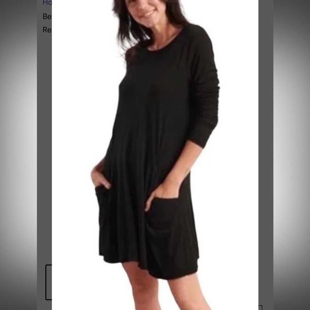 Betabrand Travel Dress Silk Modal Luxe Jersey Pockets Relaxed Black